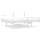 vidaXL Metal Bed Frame without Mattress with Footboard White 183x213cm