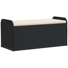 vidaXL Storage Bench with Cushion Black 115x51x52 cm Poly Rattan