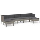vidaXL 7 Piece Patio Lounge Set with Cushions Poly Rattan Gray