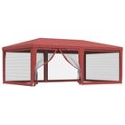 vidaXL Party Tent with 6 Mesh Sidewalls Red 19.7'x13.1' HDPE