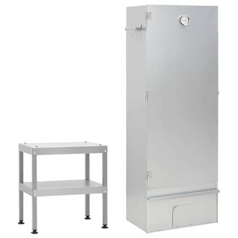 vidaXL BBQ Oven Smoker with Table Galvanized Steel