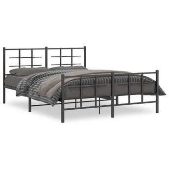 vidaXL Metal Bed Frame without Mattress with Footboard Black 59.1"x78.7"
