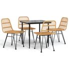 vidaXL 5 Piece Patio Dining Set Poly Rattan