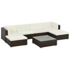 vidaXL 7 Piece Patio Lounge Set with Cushions Poly Rattan Brown