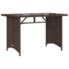 vidaXL Patio Table with Glass Top Brown 43.3"x26.8"x27.6" Poly Rattan