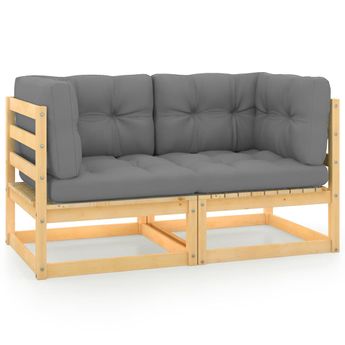 vidaXL Garden 2-Seater Sofa with Cushions Solid Wood Pine