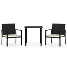 vidaXL 3 Piece Garden Dining Set Poly Rattan Black