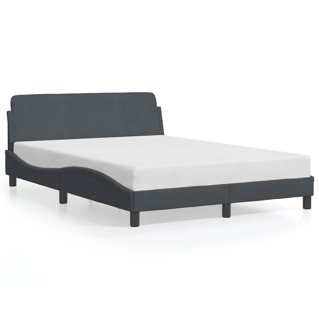 vidaXL Bed Frame "Dover" Dark Gray 53.9"x74.8" Velvet