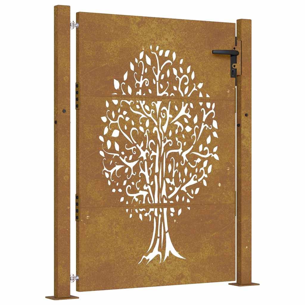 vidaXL Garden Gate 100x150 cm Corten Steel Tree Design