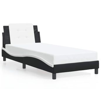 vidaXL Bed Frame without Mattress "Zadar" Black and White 39.4"x79.9" Faux Leather
