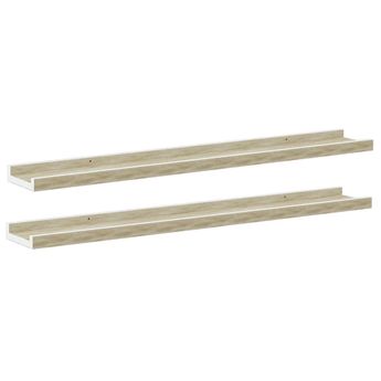vidaXL Wall Shelves 2 pcs White and Sonoma Oak 31.5"x3.5"x1.2"