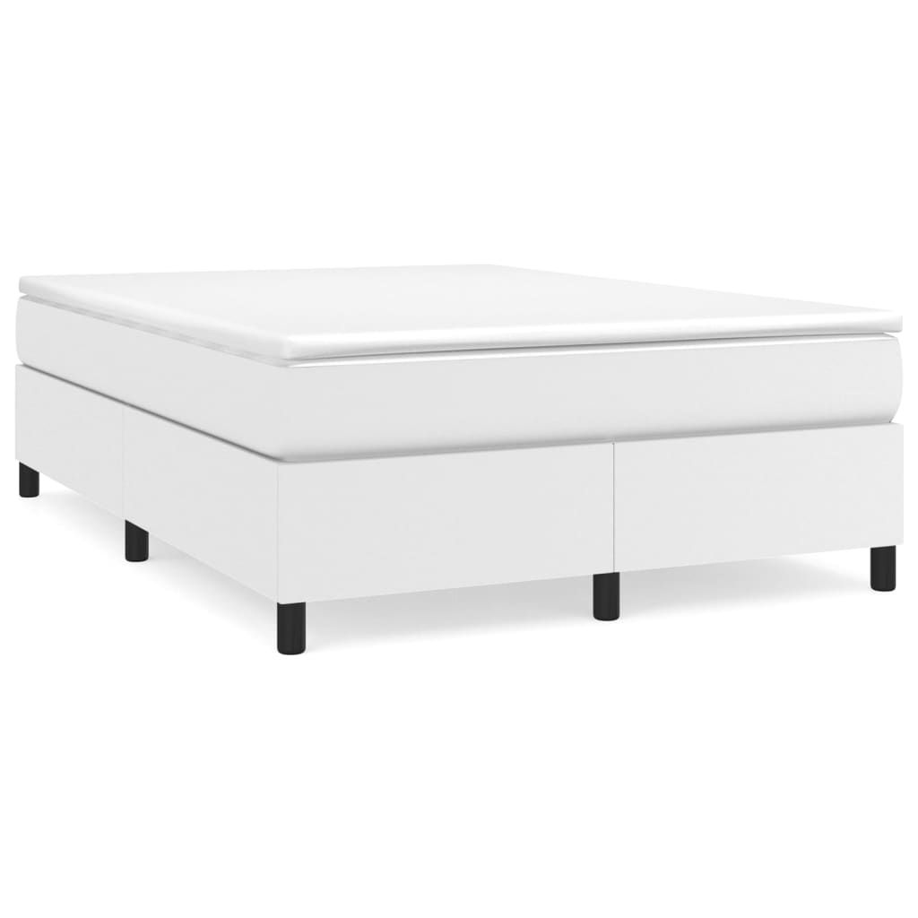 vidaXL Box Spring Bed Frame White Full Faux Leather (US Only)