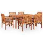 vidaXL 7 Piece Patio Dining Set with Cushions Solid Acacia Wood
