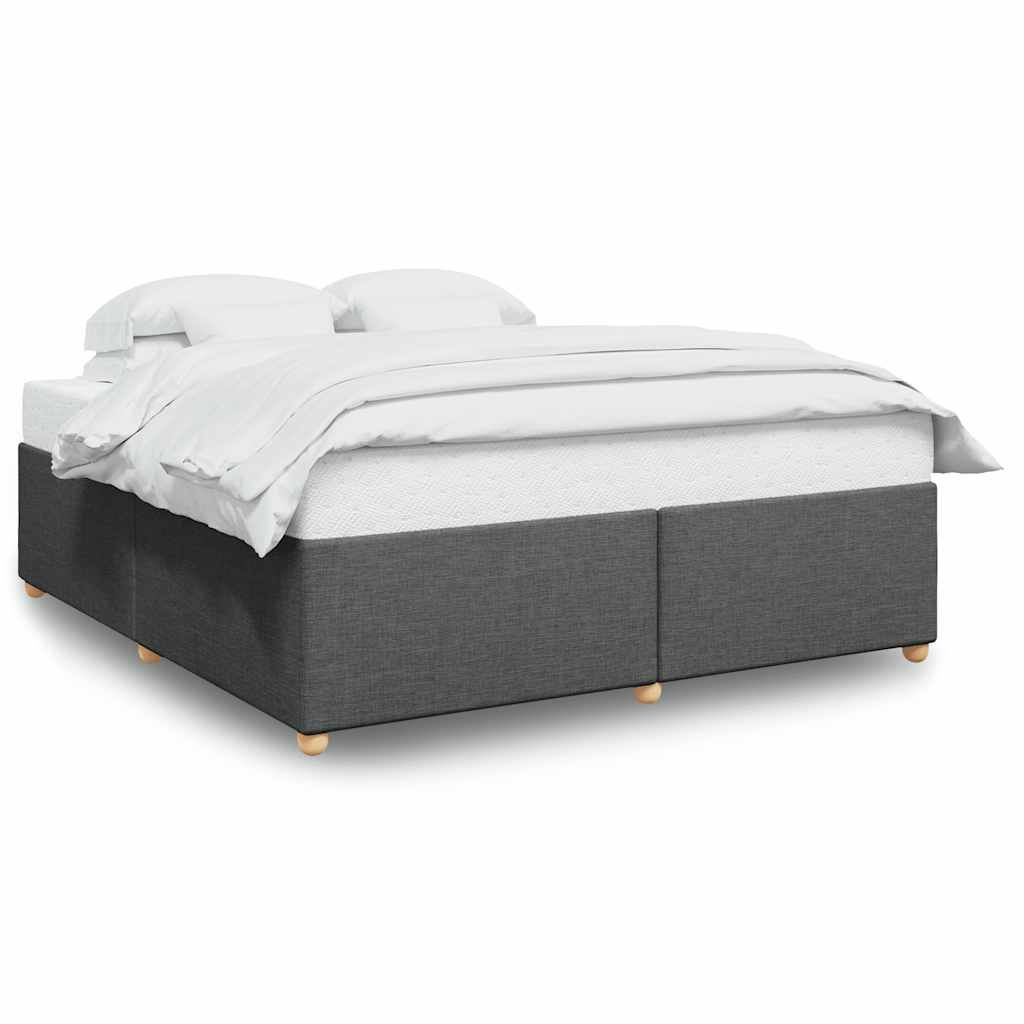vidaXL Bed Frame without Mattress Dark Grey King Fabric