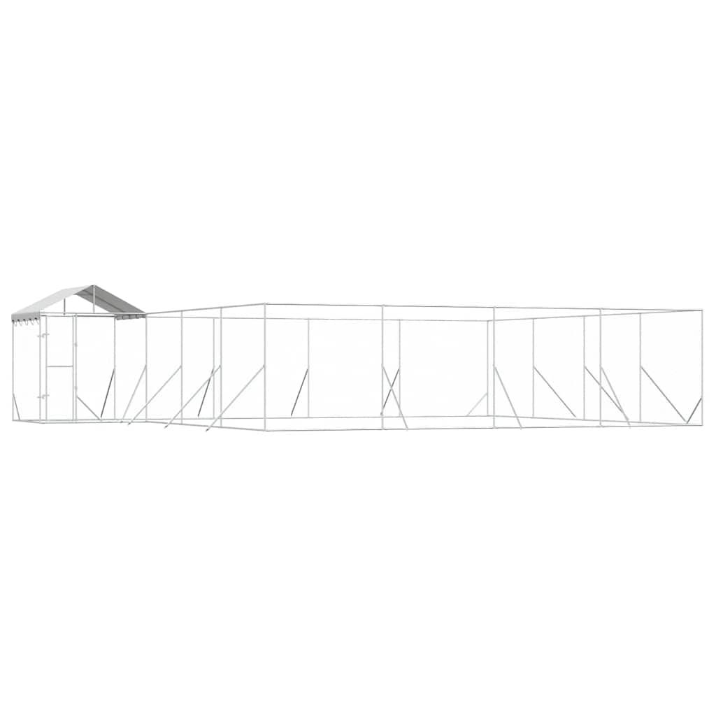 vidaXL Outdoor Dog Kennel with Roof Silver 10x8x2.5 m Galvanised Steel