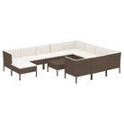 vidaXL 12 Piece Patio Lounge Set with Cushions Poly Rattan Brown