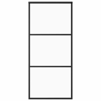 vidaXL Sliding Door ESG Glass and Aluminum 35.4"x80.7" Black