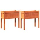 vidaXL Garden Planters 2 pcs with Legs Wax Brown Solid Wood Pine