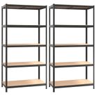vidaXL 5-Layer Heavy-duty Shelves 2 pcs Grey Steel&Engineered Wood