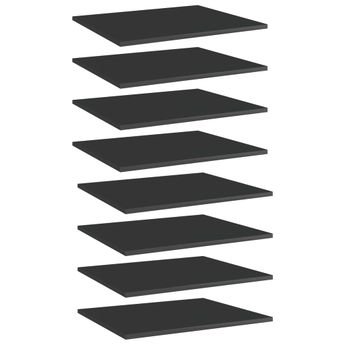 vidaXL Bookshelf Boards 8 pcs High Gloss Black 60x50x1.5 cm Engineered Wood