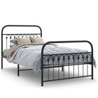 vidaXL Metal Bed Frame without Mattress with Footboard Black 39.4"x78.7"