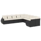 vidaXL 10 Piece Garden Sofa Set with Cushions Black Poly Rattan