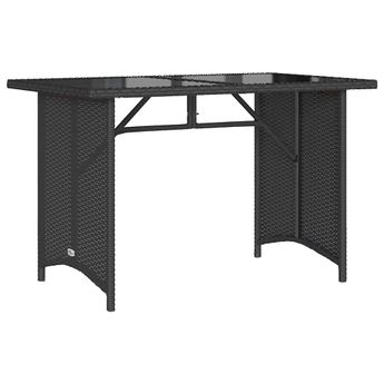 vidaXL Patio Table with Glass Top Black 43.3"x26.8"x27.6" Poly Rattan