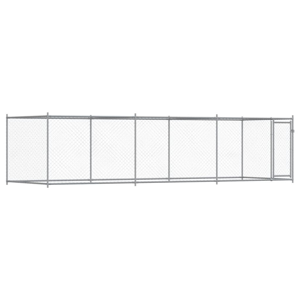 vidaXL Dog Cage with Door Gray 19.7'x6.6'x4.9' Galvanized Steel