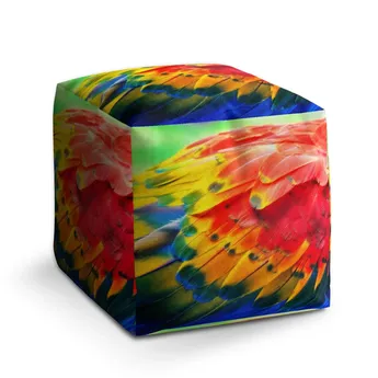 Sablio Taburet Cube Barevné peří 2 - 50x50x50 cm