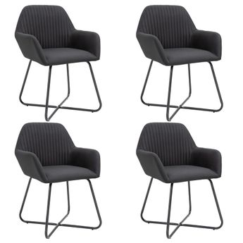 vidaXL Dining Chairs 4 pcs Black Fabric