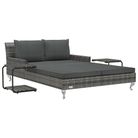 vidaXL 2-Person Garden Sun Bed with Cushions Poly Rattan Grey