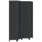 vidaXL Room Divider 4 Panels Black Solid Wood Paulownia