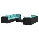 vidaXL 8 Piece Patio Lounge Set with Cushions Poly Rattan Black