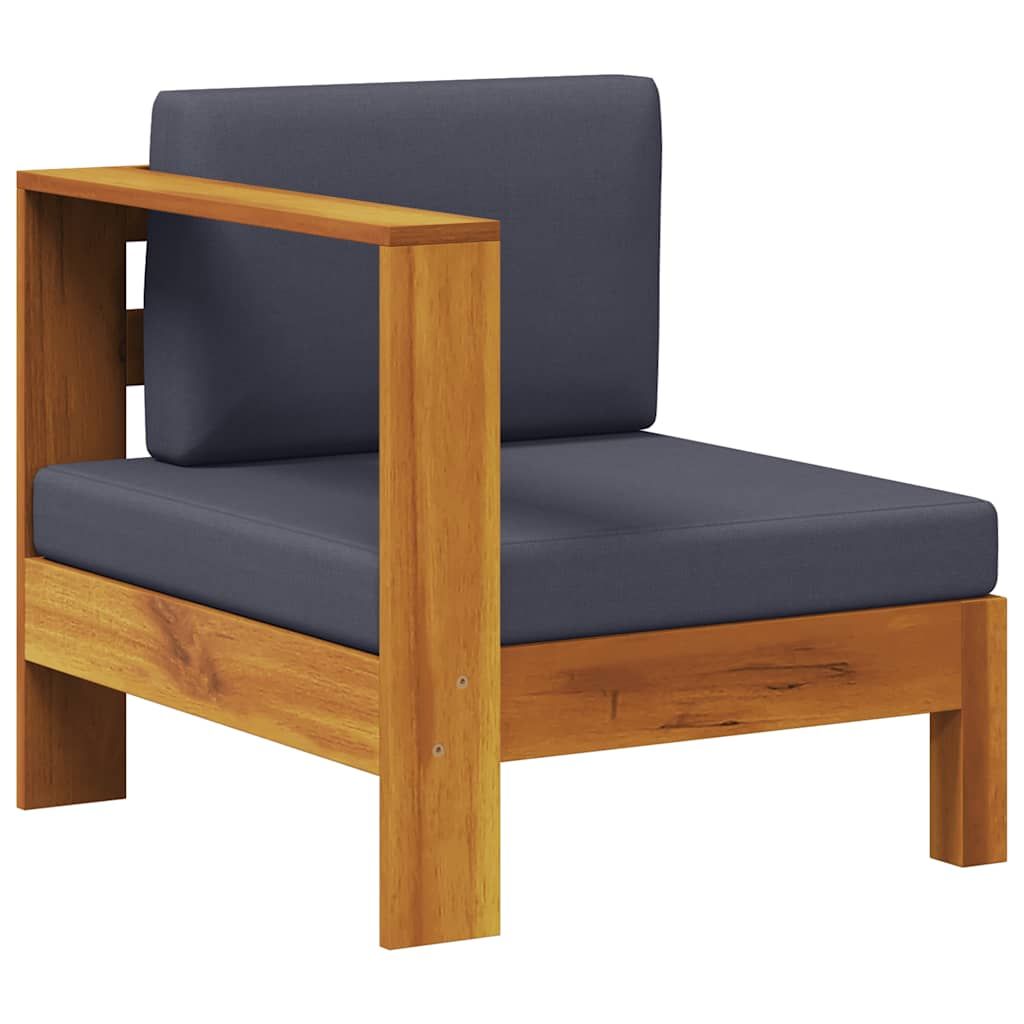 vidaXL Middle Sofa with 1 Armrest Dark Gray Solid Acacia Wood