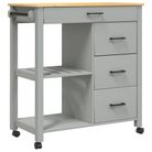 vidaXL Kitchen Trolley MONZA 33.1"x15.7"x34.8" Solid Wood Pine