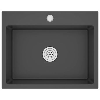 vidaXL Handmade Kitchen Sink Black Stainless Steel