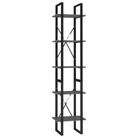 vidaXL 5-Tier Book Cabinet Gray 15.7"x11.8"x68.9" Engineered Wood