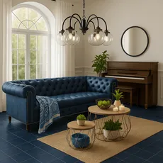 Blue Chesterfield Living Room