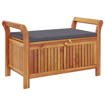 vidaXL Patio Storage Bench with Cushion 35.8" Solid Wood Acacia