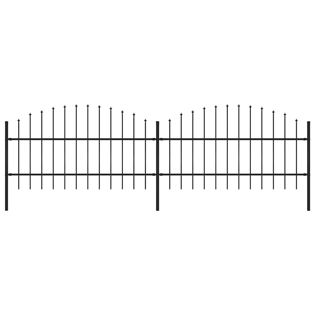 vidaXL Garden Fence with Spear Top Steel 359x100 cm Black