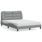 vidaXL Bed Frame without Mattress "Hvar" Light Gray 53.9"x74.8" Fabric