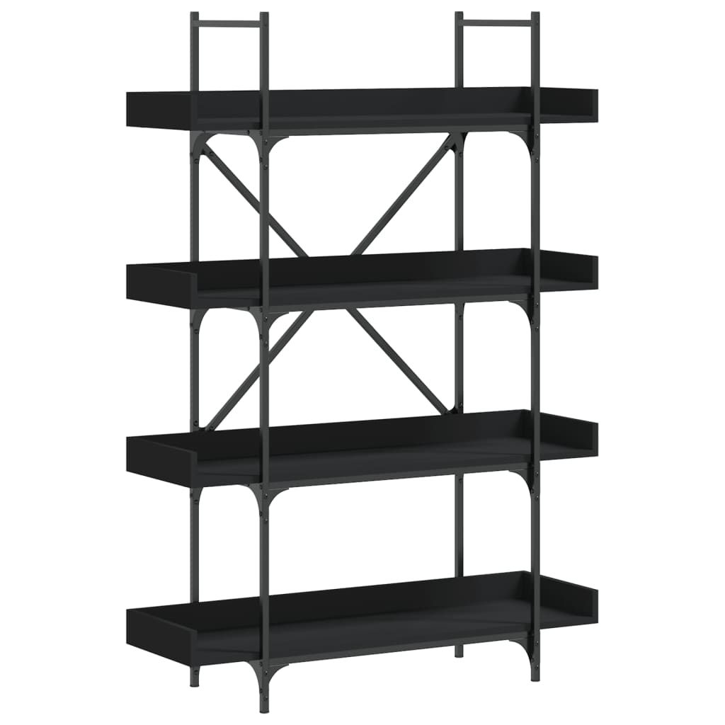 vidaXL Bookcase 4-Tier Black 39.4"x13"x57.3" Engineered Wood