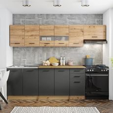 HALMAR Kitchen line Penny 260 cm oak artisan/dark grey