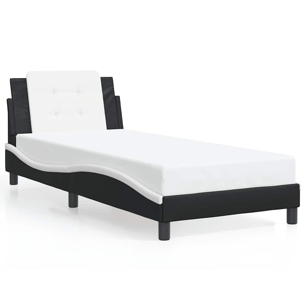 vidaXL Bed Frame without Mattress "Zadar" Black and White 39.4"x79.9" Faux Leather