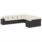 vidaXL 10 Piece Garden Sofa Set with Cushions Black Poly Rattan