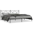 vidaXL Metal Bed Frame without Mattress with Headboard Black 76"x79.9"