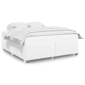 vidaXL Bed Frame without Mattress White California King Faux Leather