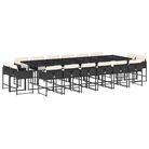 vidaXL 17 Piece Patio Dining Set with Cushions Black Poly Rattan