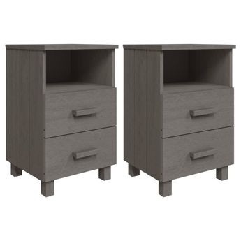 vidaXL Bedside Cabinets HAMAR 2 pcs Light Gray 15.7"x13.8"x24.4" Solid Wood
