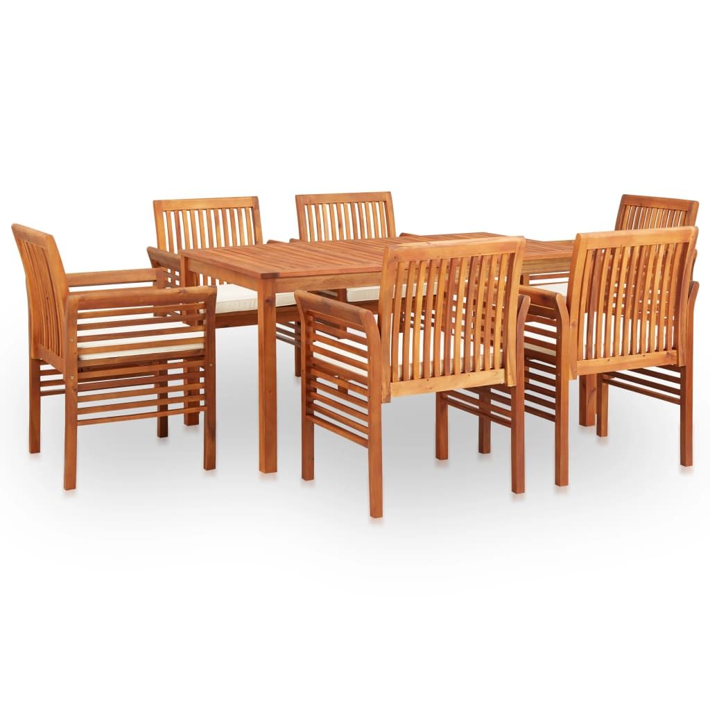 vidaXL 7 Piece Patio Dining Set with Cushions Solid Acacia Wood